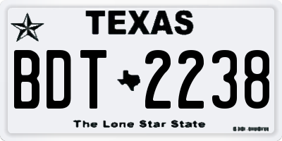 TX license plate BDT2238