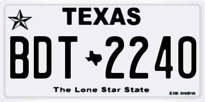 TX license plate BDT2240