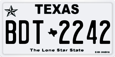 TX license plate BDT2242