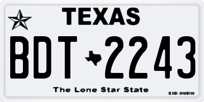 TX license plate BDT2243