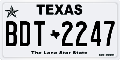 TX license plate BDT2247