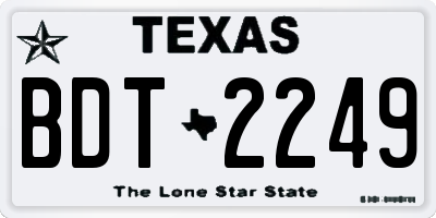 TX license plate BDT2249
