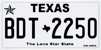 TX license plate BDT2250