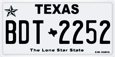 TX license plate BDT2252
