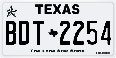 TX license plate BDT2254