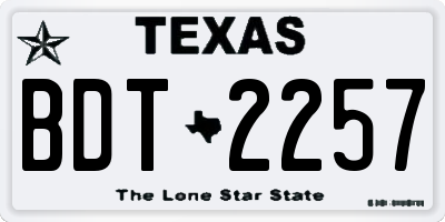 TX license plate BDT2257