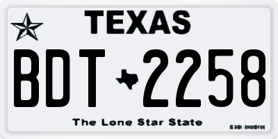 TX license plate BDT2258