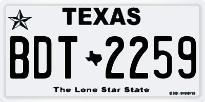 TX license plate BDT2259