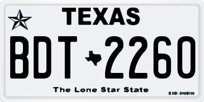 TX license plate BDT2260