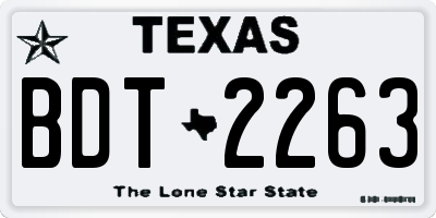 TX license plate BDT2263
