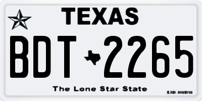 TX license plate BDT2265