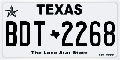 TX license plate BDT2268
