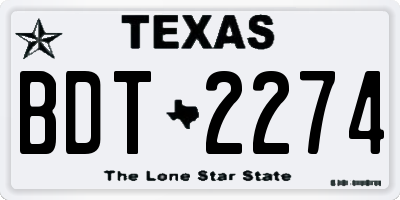 TX license plate BDT2274