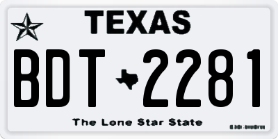 TX license plate BDT2281