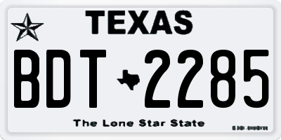 TX license plate BDT2285