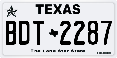 TX license plate BDT2287