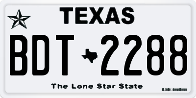TX license plate BDT2288