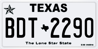 TX license plate BDT2290