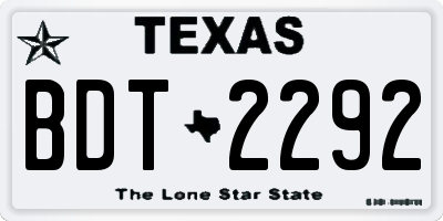 TX license plate BDT2292
