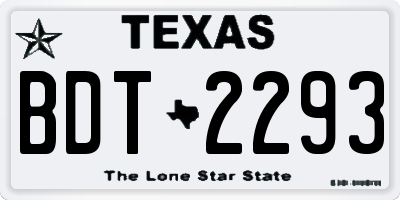 TX license plate BDT2293