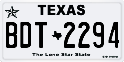 TX license plate BDT2294