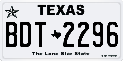 TX license plate BDT2296