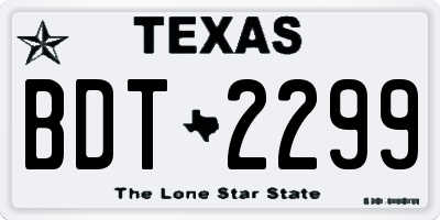 TX license plate BDT2299