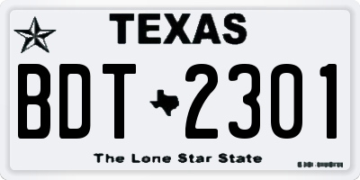 TX license plate BDT2301