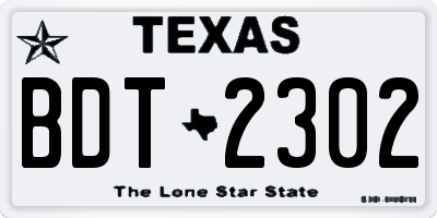 TX license plate BDT2302