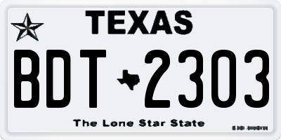 TX license plate BDT2303