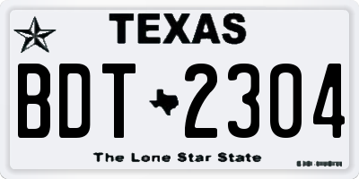 TX license plate BDT2304