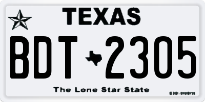 TX license plate BDT2305