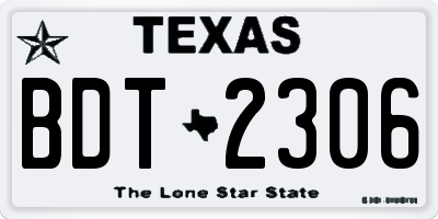 TX license plate BDT2306