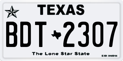 TX license plate BDT2307