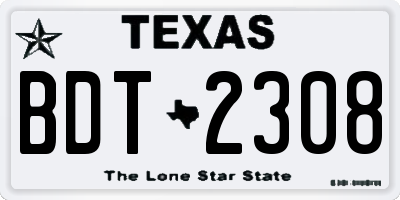 TX license plate BDT2308