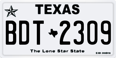 TX license plate BDT2309