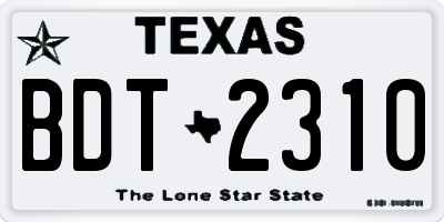 TX license plate BDT2310