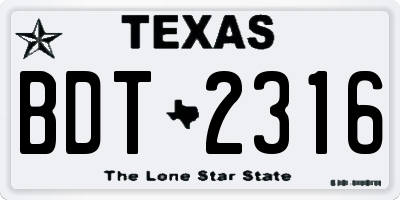 TX license plate BDT2316