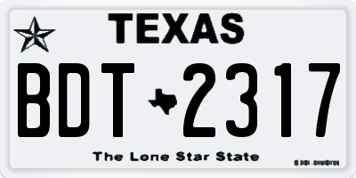 TX license plate BDT2317