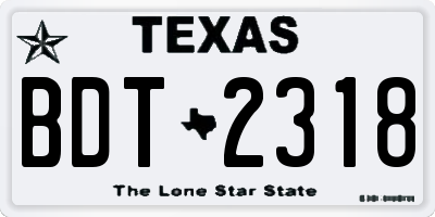 TX license plate BDT2318