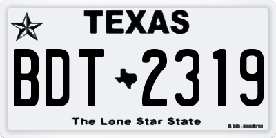 TX license plate BDT2319