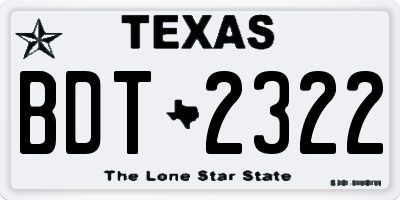 TX license plate BDT2322