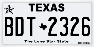 TX license plate BDT2326
