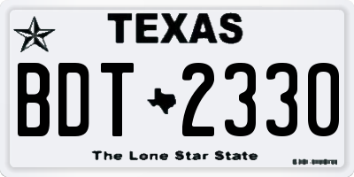 TX license plate BDT2330
