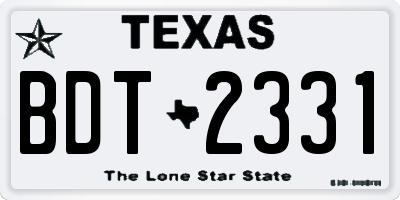 TX license plate BDT2331