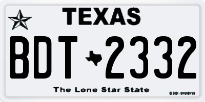 TX license plate BDT2332