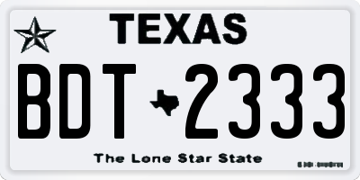 TX license plate BDT2333