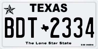 TX license plate BDT2334