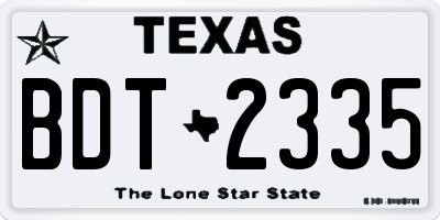 TX license plate BDT2335