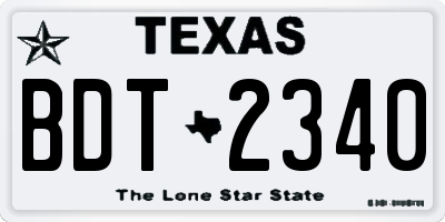 TX license plate BDT2340